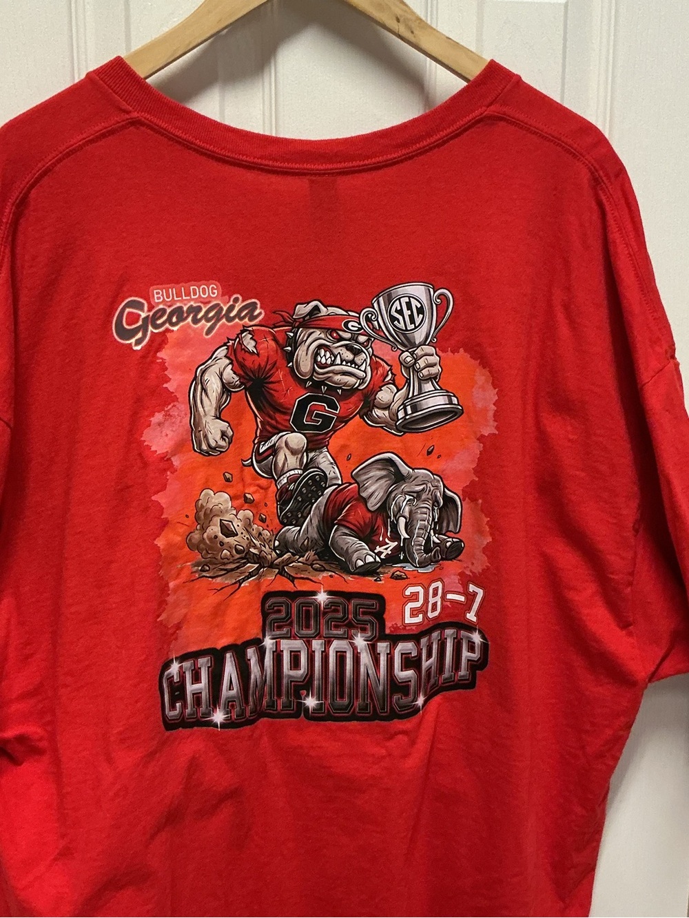 Gildan Red Georgia Bulldogs SEC Football Champions Graphic T-Shirt SZ 3XL